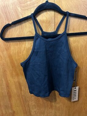 NOBULL Black Ribbed High-Neck Cropped Tank